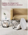 VASAGLE Table Basse Ronde, Lot de 2, Table d’Appoint, Bout de Canapé, Style Moderne, Plateau Amovible, Cadre en Acier, pour