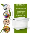 Iris Ohyama, Boite Rangement Plastique avec Couvercle, 45L, Lot de 2, Transparent, Clips de Fermeture, Poignée, Empilable,