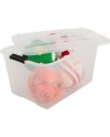 Iris Ohyama, Boite Rangement Plastique avec Couvercle, 45L, Lot de 2, Transparent, Clips de Fermeture, Poignée, Empilable,