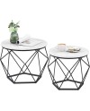 VASAGLE Table Basse Ronde, Lot de 2, Table d’Appoint, Bout de Canapé, Style Moderne, Plateau Amovible, Cadre en Acier, pour