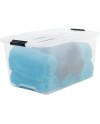 Iris Ohyama, Boite Rangement Plastique avec Couvercle, 45L, Lot de 2, Transparent, Clips de Fermeture, Poignée, Empilable,