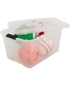 Iris Ohyama, Boite Rangement Plastique avec Couvercle, 45L, Lot de 2, Transparent, Clips de Fermeture, Poignée, Empilable,