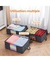 Lifewit Lot de 3 Sac de Rangement Vetement 35L, Boîte de Rangement sous lit Pliable, Housse Rangement Couette Organisateur de