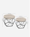 VASAGLE Table Basse Ronde, Lot de 2, Table d’Appoint, Bout de Canapé, Style Moderne, Plateau Amovible, Cadre en Acier, pour