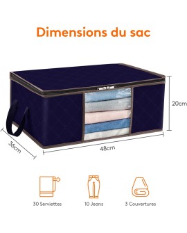 Lifewit Lot de 3 Sac de Rangement Vetement 35L, Boîte de Rangement sous lit Pliable, Housse Rangement Couette Organisateur de