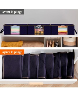 Lifewit Lot de 3 Sac de Rangement Vetement 35L, Boîte de Rangement sous lit Pliable, Housse Rangement Couette Organisateur de