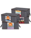 Lifewit Lot de 3 Sac de Rangement Vetement 35L, Boîte de Rangement sous lit Pliable, Housse Rangement Couette Organisateur de