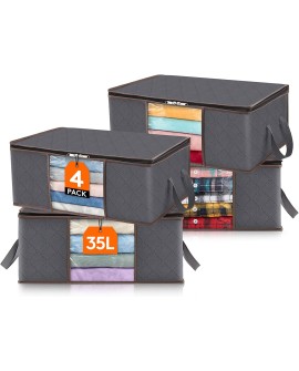 Lifewit Lot de 3 Sac de Rangement Vetement 35L, Boîte de Rangement sous lit Pliable, Housse Rangement Couette Organisateur de