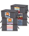 Lifewit Lot de 3 Sac de Rangement Vetement 35L, Boîte de Rangement sous lit Pliable, Housse Rangement Couette Organisateur de