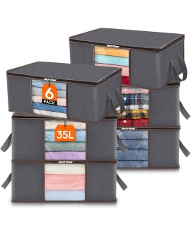 Lifewit Lot de 3 Sac de Rangement Vetement 35L, Boîte de Rangement sous lit Pliable, Housse Rangement Couette Organisateur de