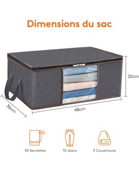 Lifewit Lot de 3 Sac de Rangement Vetement 35L, Boîte de Rangement sous lit Pliable, Housse Rangement Couette Organisateur de