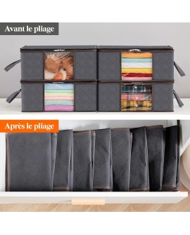 Lifewit Lot de 3 Sac de Rangement Vetement 35L, Boîte de Rangement sous lit Pliable, Housse Rangement Couette Organisateur de