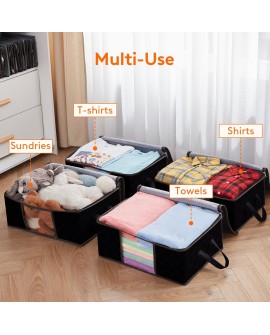 Lifewit Lot de 3 Sac de Rangement Vetement 35L, Boîte de Rangement sous lit Pliable, Housse Rangement Couette Organisateur de