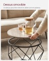 VASAGLE Table Basse Ronde, Lot de 2, Table d’Appoint, Bout de Canapé, Style Moderne, Plateau Amovible, Cadre en Acier, pour