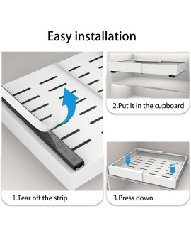 YheenLf Tiroir Coulissant Cuisine, Largeur Réglable Organisateur Placard (32-52cm), Rangement et Organisation des Armoires,