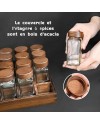 SIAZIH Bambou Porte-épices, 24 Pot Epices Verre, 120 ml de Coffret Epices, Elegant Vertical Spice Rack, Rangement Epices Cuisine