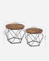 VASAGLE Table Basse Ronde, Lot de 2, Table d’Appoint, Bout de Canapé, Style Moderne, Plateau Amovible, Cadre en Acier, pour