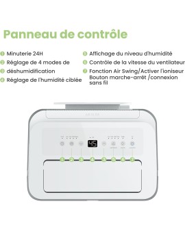 COMFEE' Déshumidificateur Compacte, Absorbe jusqu'à 12L/jour, Deshumidificateur d air avec Roulettes et Poignée, Minuterie 24H,