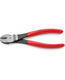 Knipex Pince coupante de côté à forte démultiplication noire atramentisée, gainées en plastique 160 mm 74 01 160