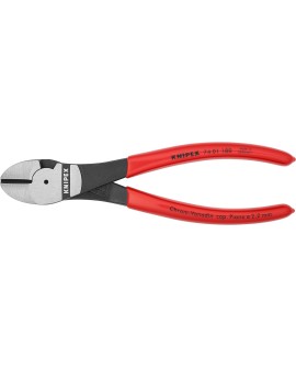 Knipex Pince coupante de côté à forte démultiplication noire atramentisée, gainées en plastique 160 mm 74 01 160