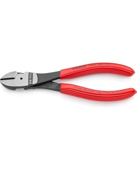 Knipex Pince coupante de côté à forte démultiplication noire atramentisée, gainées en plastique 160 mm 74 01 160