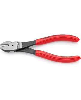 Knipex Pince coupante de côté à forte démultiplication noire atramentisée, gainées en plastique 160 mm 74 01 160