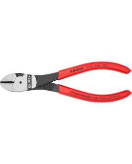 Knipex Pince coupante de côté à forte démultiplication noire atramentisée, gainées en plastique 160 mm 74 01 160