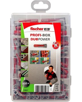 fischer - Masterbox de 80 chevilles bi-matière et multi-matériaux DUOPOWER avec 80 vis / 50 DUOPOWER 6x30, 30 DUOPOWER 8x40, 50