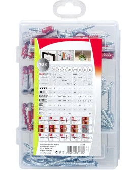 fischer - Masterbox de 80 chevilles bi-matière et multi-matériaux DUOPOWER avec 80 vis / 50 DUOPOWER 6x30, 30 DUOPOWER 8x40, 50