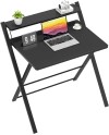 GreenForest Petit Bureau Pliant 70cm, Table Pliable Gaming avec à 2 Niveaux Rangement, Mini Bureau d'Ordinateur PC Portable pour