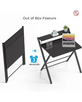 GreenForest Petit Bureau Pliant 70cm, Table Pliable Gaming avec à 2 Niveaux Rangement, Mini Bureau d'Ordinateur PC Portable pour