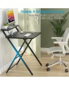 GreenForest Petit Bureau Pliant 70cm, Table Pliable Gaming avec à 2 Niveaux Rangement, Mini Bureau d'Ordinateur PC Portable pour