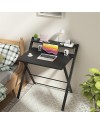 GreenForest Petit Bureau Pliant 70cm, Table Pliable Gaming avec à 2 Niveaux Rangement, Mini Bureau d'Ordinateur PC Portable pour