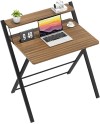 GreenForest Petit Bureau Pliant 70cm, Table Pliable Gaming avec à 2 Niveaux Rangement, Mini Bureau d'Ordinateur PC Portable pour