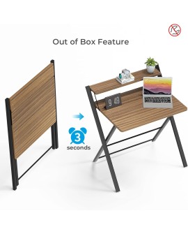GreenForest Petit Bureau Pliant 70cm, Table Pliable Gaming avec à 2 Niveaux Rangement, Mini Bureau d'Ordinateur PC Portable pour