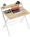 GreenForest Petit Bureau Pliant 70cm, Table Pliable Gaming avec à 2 Niveaux Rangement, Mini Bureau d'Ordinateur PC Portable pour