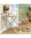 GreenForest Petit Bureau Pliant 70cm, Table Pliable Gaming avec à 2 Niveaux Rangement, Mini Bureau d'Ordinateur PC Portable pour