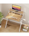 GreenForest Petit Bureau Pliant 70cm, Table Pliable Gaming avec à 2 Niveaux Rangement, Mini Bureau d'Ordinateur PC Portable pour