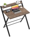 GreenForest Petit Bureau Pliant 70cm, Table Pliable Gaming avec à 2 Niveaux Rangement, Mini Bureau d'Ordinateur PC Portable pour