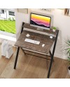 GreenForest Petit Bureau Pliant 70cm, Table Pliable Gaming avec à 2 Niveaux Rangement, Mini Bureau d'Ordinateur PC Portable pour