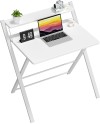 GreenForest Petit Bureau Pliant 70cm, Table Pliable Gaming avec à 2 Niveaux Rangement, Mini Bureau d'Ordinateur PC Portable pour