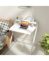 GreenForest Petit Bureau Pliant 70cm, Table Pliable Gaming avec à 2 Niveaux Rangement, Mini Bureau d'Ordinateur PC Portable pour
