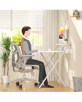 GreenForest Petit Bureau Pliant 70cm, Table Pliable Gaming avec à 2 Niveaux Rangement, Mini Bureau d'Ordinateur PC Portable pour