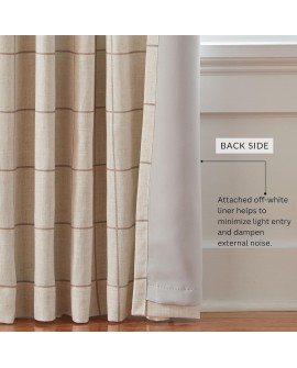 Elrene Home Fashions Rideau occultant à Carreaux pour Salon, Chambre à Coucher, Salle à Manger, Lin, Indigo, 132,1 x 241,3 cm (l