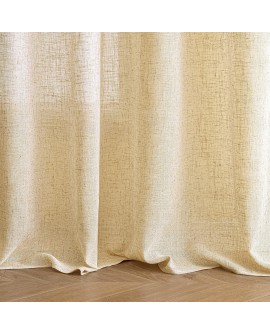 EMEMA Rideaux en Lin Transparents avec Oeillets Rideau Voilages de Fenêtre Lin Décorative Voile de Fenêtre Draperie Intérieur