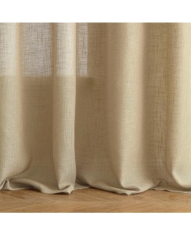 EMEMA Rideaux en Lin Transparents avec Oeillets Rideau Voilages de Fenêtre Lin Décorative Voile de Fenêtre Draperie Intérieur