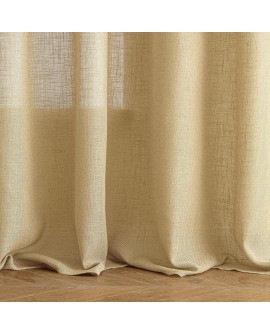 EMEMA Rideaux en Lin Transparents avec Oeillets Rideau Voilages de Fenêtre Lin Décorative Voile de Fenêtre Draperie Intérieur