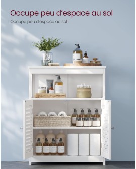 VASAGLE Meuble de Salle de Bain, Meuble de Rangement, Placard de Cuisine, Armoire, avec Compartiment Ouvert, Étagère de