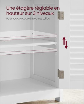 VASAGLE Meuble de Salle de Bain, Meuble de Rangement, Placard de Cuisine, Armoire, avec Compartiment Ouvert, Étagère de