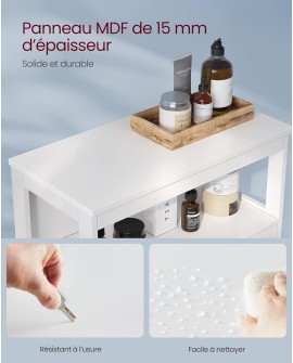 VASAGLE Meuble de Salle de Bain, Meuble de Rangement, Placard de Cuisine, Armoire, avec Compartiment Ouvert, Étagère de